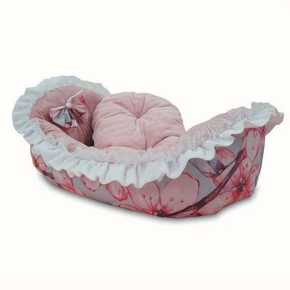 1pc Cat Nest, Floral Pattern Soft Cat Sleeping Bed Warm Cozy Cat Sofa Bed Rocking Cradle With Soft Cushion Mat