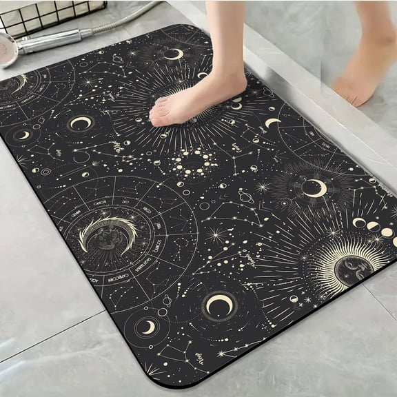 1pc Celestial Zodiacs Bathroom Rug Bathroom Decor and Accessories- Durable,Anti Slip,And Quick Drying,Suitable For Indoor/outdoor Use - Perfect For Bathrooms,Bedrooms,Kitchens
