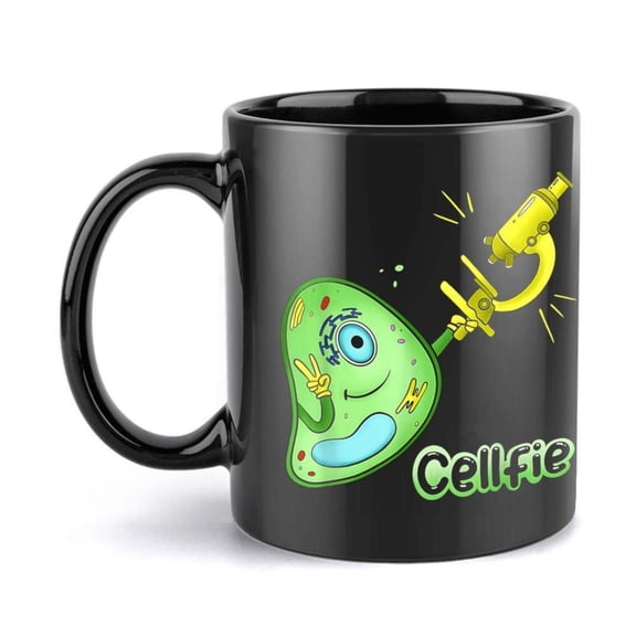 1pc Cell Biology Mug 11oz Ceramic Coffee Cup with Microbiology Design Cute Cell Selfie Science Theme Hand Wash Only Reusable Drinkware Hot Cold Beverages Birthday Holiday Gifts Sci