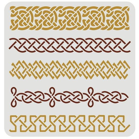 1pc Celtic Knotwork Border Stencil 30x30cm Reusable Floral Pattern Drawing Stencil Plastic PET 5 Lines Flower Knot Border Stencil