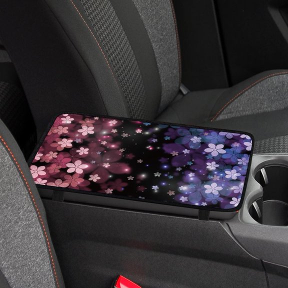 1pc Center Console Armrest Cover Pad 12.6x7.5 inch Cherry Blossom Neoprene Car Armrest Cushion Waterproof Armrests Seat Box Cover Protector