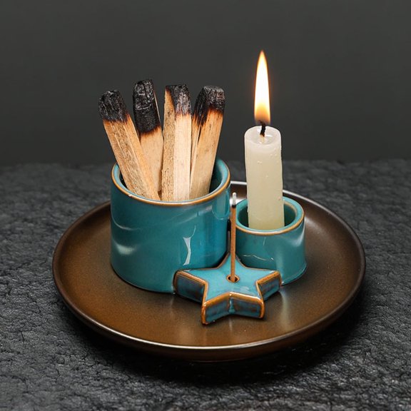 1pc Ceramic Aroma Tray Sage Palo Santo Incense Burner, Elegant Home Decor & Gift (Without Incense)