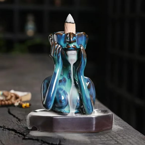 1pc Ceramic Artistic Human Waterfall Backflow Incense Burner, Aromatherapy Decor (Without Incense)