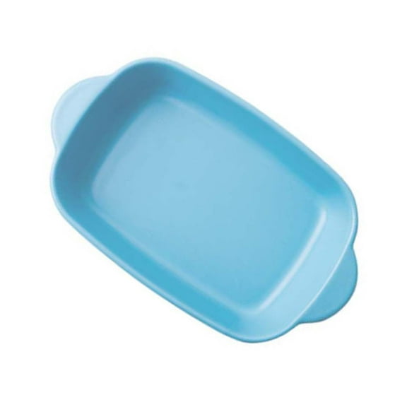 1pc Ceramic Baking Tray Microwave Oven Cutlery High Temperature Resistance Baking Pans (Blue)