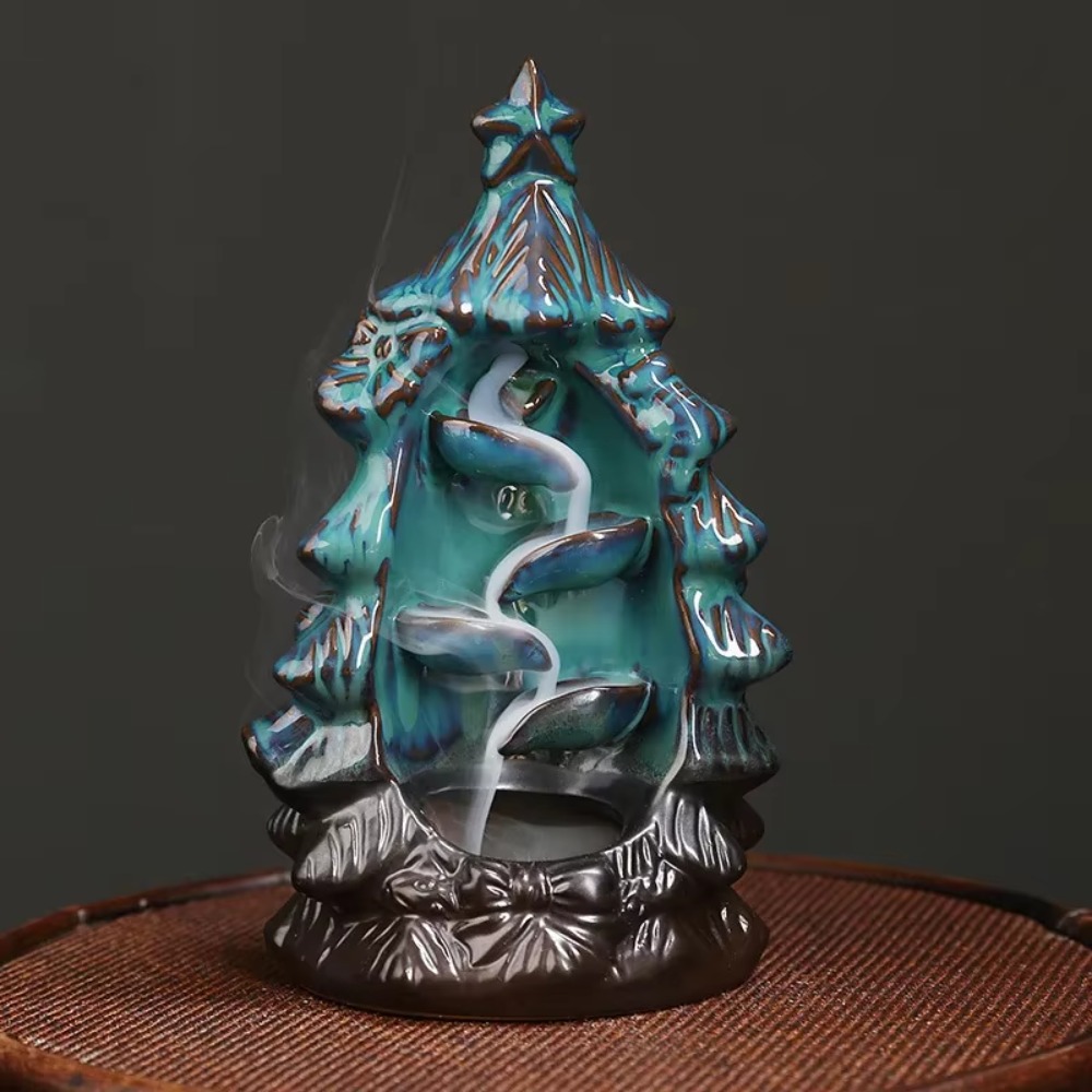 1pc Ceramic Christmas Tree Backflow Incense Burner, Aromatherapy for Spa, Yoga & Meditation, Home Decor (Without Incense)