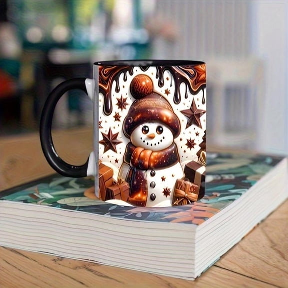 1pc Ceramic Coffee Mug with 3D Snowman Chocolate Drip Design 11oz Reusable Cup Suitable Coffee Tea Cocoa Winter Holiday Adults Christmas Valentine s D