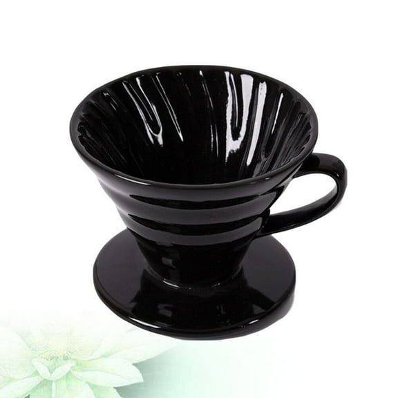 1pc Ceramic Cone Shape Design Coffee Filter Cup Coffeepot Handmade Coffee Maker for Home Office (Black for 1-4 People Use)