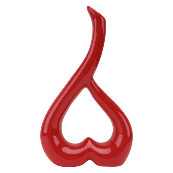 WHAMVOX Ceramic Flower Vase Heart Shaped Ornament for Home Decoration Red Color 1pc