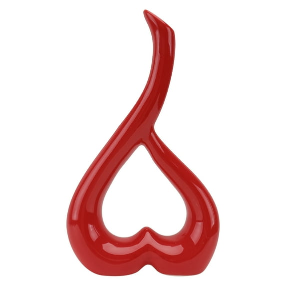 WHAMVOX Ceramic Flower Vase Heart Shaped Ornament for Home Decoration Red Color 1pc