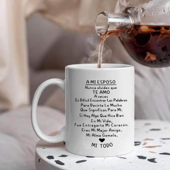 1pc Ceramic Love Message Mug Husband 11oz A Mi Esposa Romantic Spanish Quote Reusable High Quality Comfortable Grip Wax Coated Multipurpose Coffee Cup