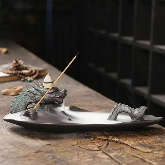 1pc Ceramic Lucky Dragon Incense Burner, Creative Home Decor (Without Incense)