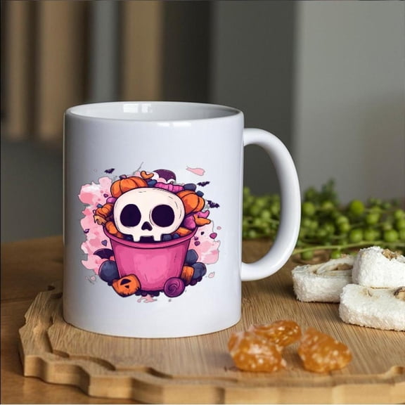 1pc Ceramic Mug Pumpkin Skull Design 11oz Reusable Hot Drinks Gothic Halloween Party Decor Friends Family Lovers on Birthdays Christmas Halloween Hall