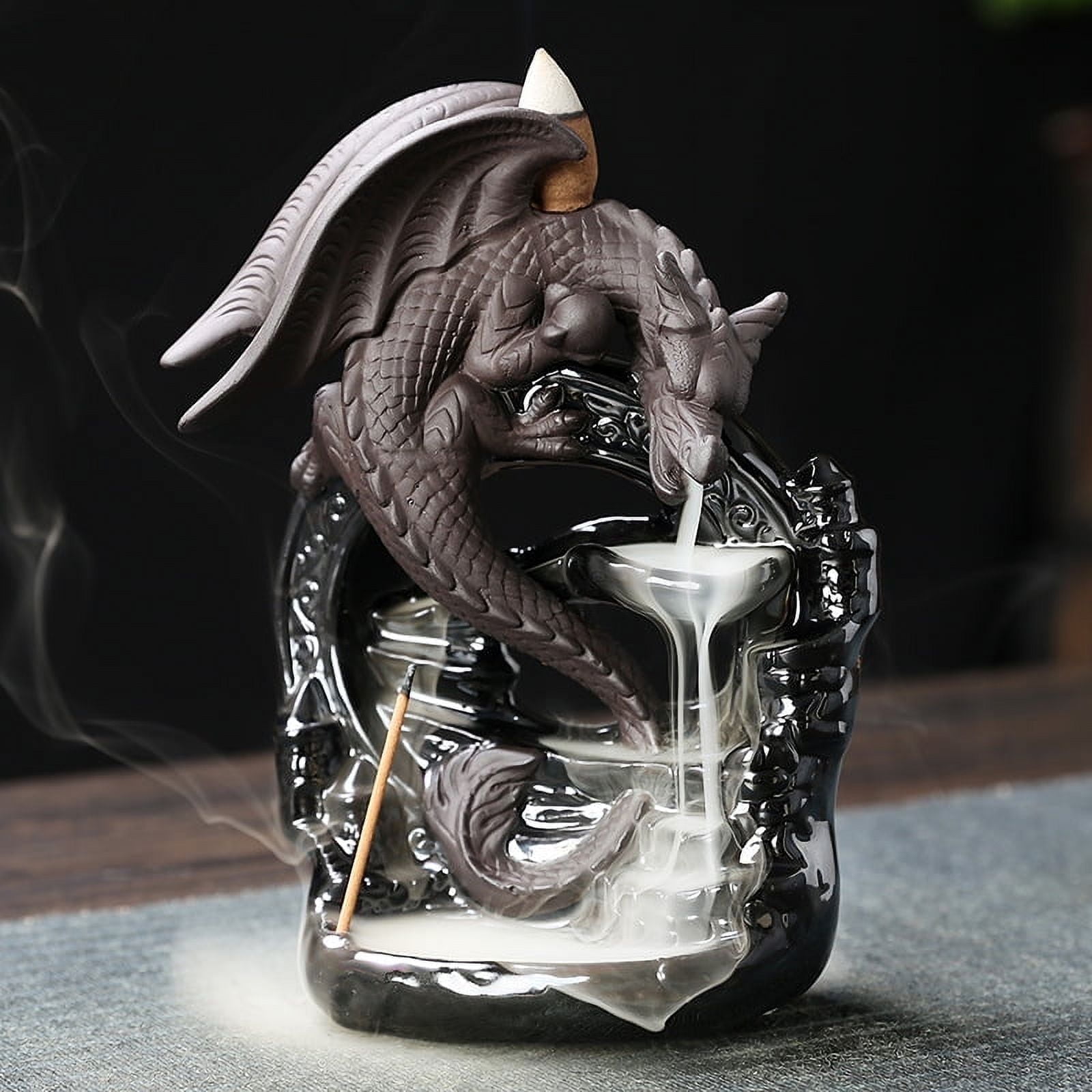 1pc Ceramic Vintage Dragon Backflow Incense Burner, Home Decor, Tabletop Decor, Home Aromatherapy Gift (Without Incense)