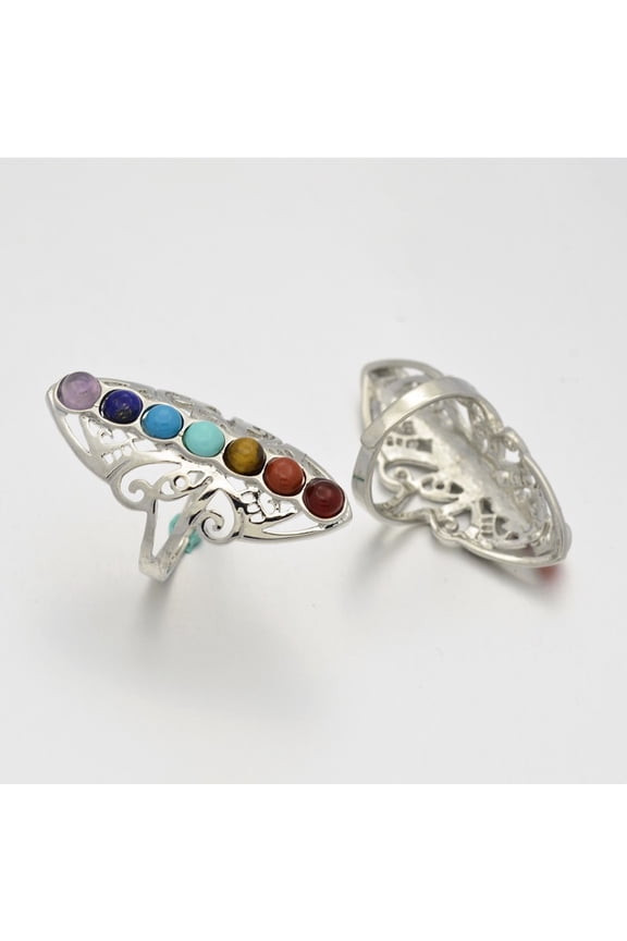 1pc Chakra Jewelry Vintage Filigree Brass Wide Band Rings Lead Free & Nickel Free 19mm