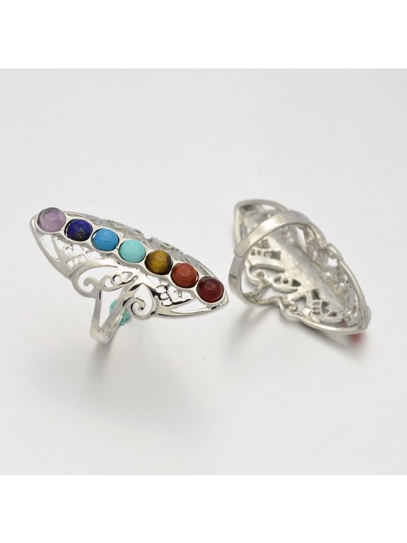 1pc Chakra Jewelry Vintage Filigree Brass Wide Band Rings Lead Free & Nickel Free 19mm