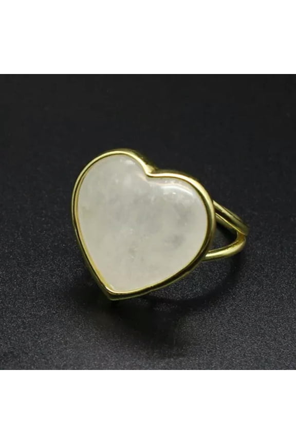 1pc Chakra Love Heart Crystal Rings Gemstone Quartz Bead Jewerly Gift Adjustable