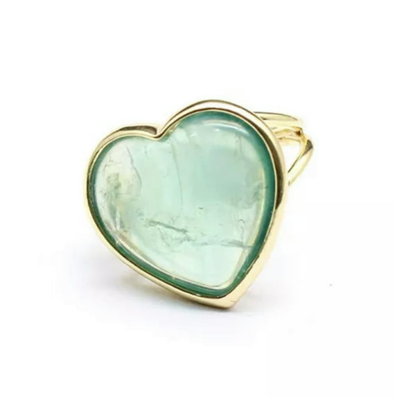 1pc Chakra Love Heart Crystal Rings Gemstone Quartz Bead Jewerly Gift Adjustable