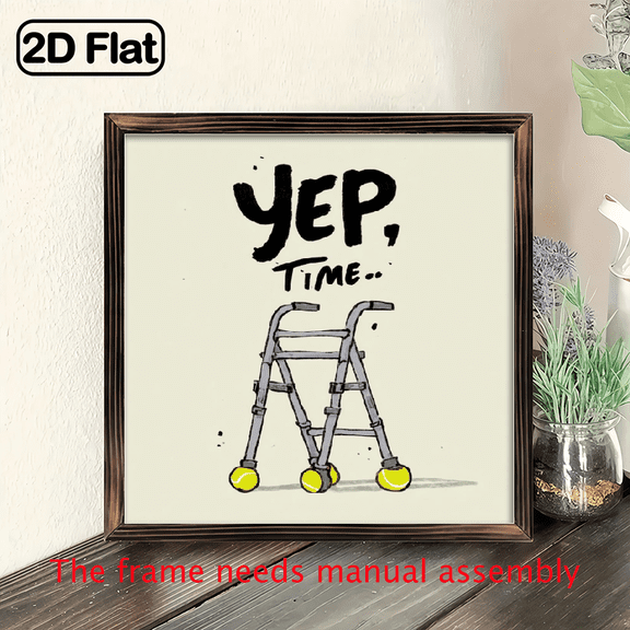 1pc Your Chariot Awaits 8x8 Inch Vintage Wooden Wall Decor - Wood Inspirational Slogan YEP IT'S TIME, Suitable for Living Room, Kitchen, Bar and Dining Room Wall Hanging Decoration, Fun Illustratio