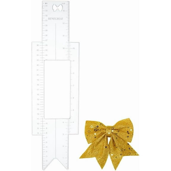 1pc Cheer Template Ruler 13.8x3.8inch Large Acrylic Measuring Tool with CM and INCH Scales for Accurate Placement on Cheer Bows Clear