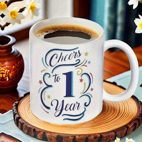 1pc Cheers to a New Year Ceramic Coffee Mug Festive Sparkling Stars Confetti Design Reusable Durable Hand Wash Only Celebratory Drinkware New Year s Eve Parties Gifts Cute Mug
