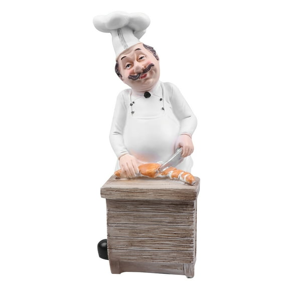 1pc Chef Model European Style Resin Mini Cook Statue Figurine Adornment for Restaurant (Bread Chef)