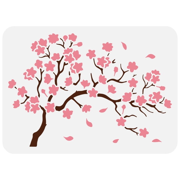 1pc Cherry Blossom Tree Stencil Large Flower Cherry Painting Stencils Plastic Reusable Tree Branches Cherry Floral Stencils Drawing Template