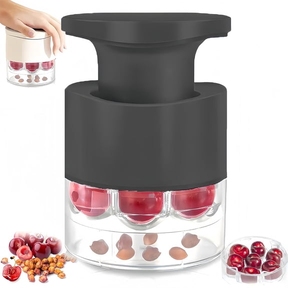 1pc Cherry Pitter Tool, Olive Pitter Pit Remover Quick Push Pull 7 Hole Seed, Multi-Function Cherry Pitters Core Remover Portable Saving Lock Design Corer Kitchen Seed Depitter Tool Black