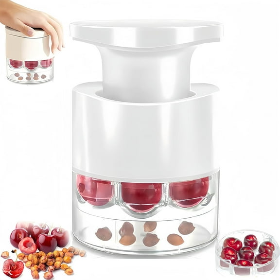 1pc Cherry Pitter Tool, Olive Pitter Pit Remover Quick Push Pull 7 Hole Seed, Multi-Function Cherry Pitters Core Remover Portable Saving Lock Design Corer Kitchen Seed Depitter Tool White