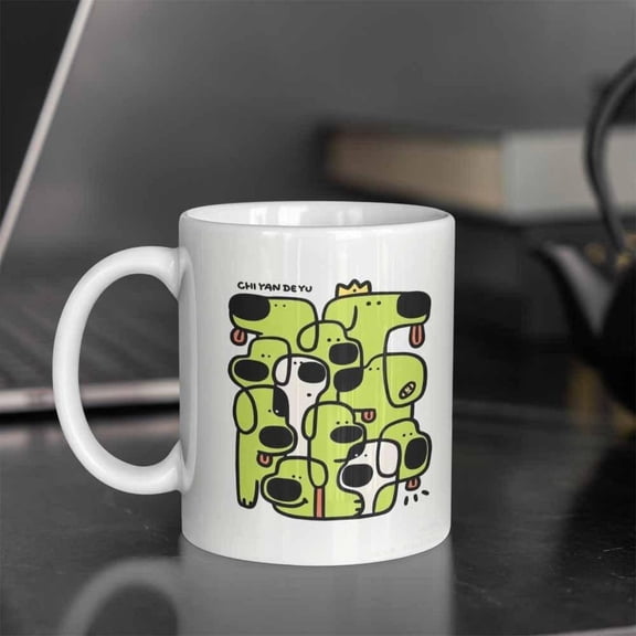 1pc Chi Yan De Yu Cute Green Dog Design Mug Stackable Durable Ceramic Cup Coffee Tea Hot Chocolate Dog Lovers Birthday Christmas Valentine S Day Coffe