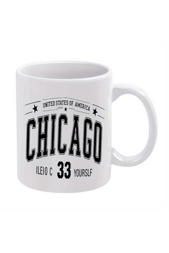 1pc Chicago 33 Coffee Mug 11oz Ceramic United States of America Design with Stars Ideal Hot Cold Beverages Birthdays Holidays and Special Occasions Coffee Bar Accessories