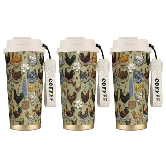 1pc Chicken Coffee Mug 18oz Unique Paper-cut Style Rooster, Leak-proof Double Wall Drinking Mug