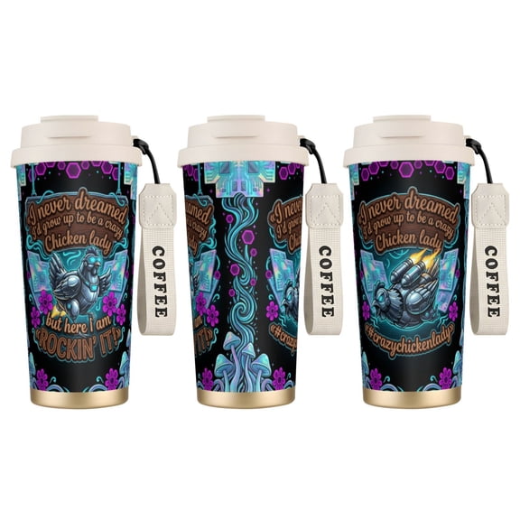 1pc Chicken Tumbler, 18oz Leak-proof Gothic Punk Chicken Mug with Handle, Unique Rocker Gift
