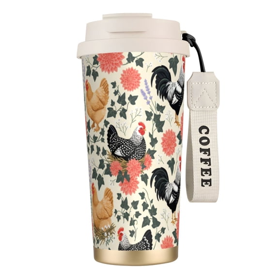 1pc Chicken Tumbler, 18oz Leak-proof Insulated Coffee Mug with Lid, Funny Gift for Chicken Lovers