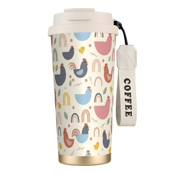 1pc Chicken Tumbler, 18oz Leak-proof Travel Mug with Handle, Funny Rooster Gift for Women