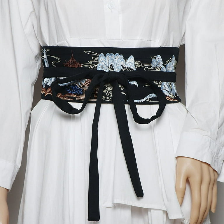1pc Chinese Style Embroidery Sash Belt Vintage Solid Color Women