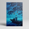 thumbnail image 1 of 1pc Chinese - style Canvas Wall Art with Two Figures on a Boat, Red Lanterns and Blossoms, framed Decor room hanging Wall Picture Decor for Home Gifts, living room, bathroom, bedroom, kitchen wall, 1 of 6