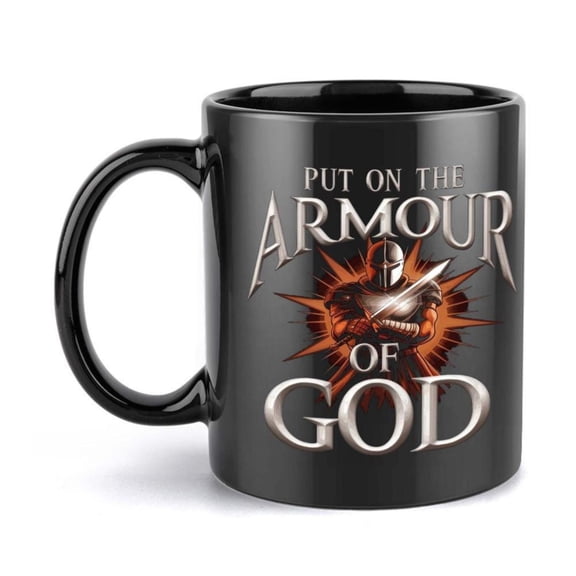 1pc Christian Armor of God Mug 11oz Ceramic Coffee Cup with Inspirational Scripture Design Hand Wash Only Ideal Birthdays Weddings Office Family Reusable Decorative Cup Religious G