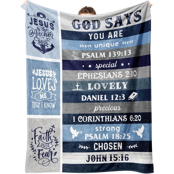 1pc Christian Gift Blanket for Men and Women Inspirational Religious Gift for Men dad son brother Baptism Confirmation Gift for Boys Birthday Christian Flannel Blanket for Men