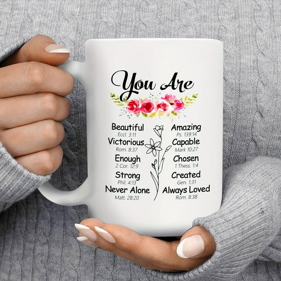 1pc, Christian Gift Mug For Women, 15oz White Ceramic Coffee Mug, Inspiration Quotes Gifts Idea, Self Care, Thank You Gifts For Women, Birthday Gifts For Women, Mom, Friend, Sister