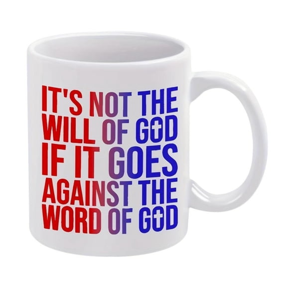 1pc Christian Religious Coffee Mug It S Not Will of God Bible Verse Cup White Ceramic Cup with Red Blue Text 11oz Large Capacity Hot Cold Drinks Christmas New Year Everyday Use Chr