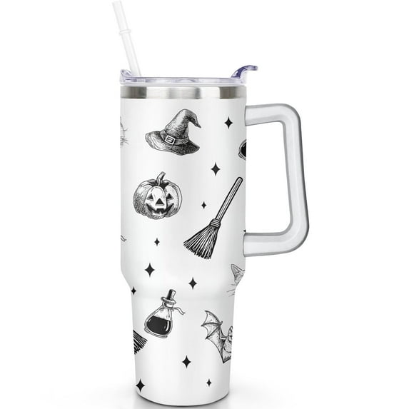 1pc Christmas 40oz Tumbler with Straw & Handle - Insulated Stainless Steel Cup | Holiday Gift for Man Women (Christmas, Valentine's, Birthday)