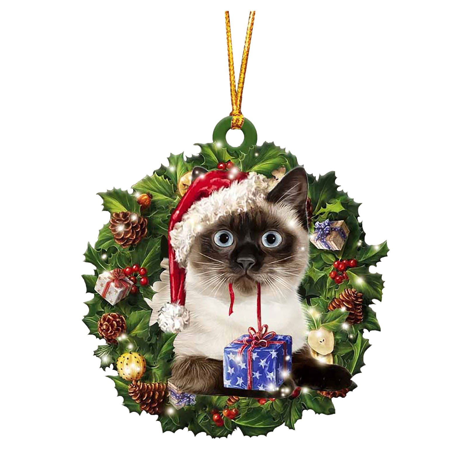 1pc Christmas Acrylic Double Side Christmas Wreath For Cats Decorations