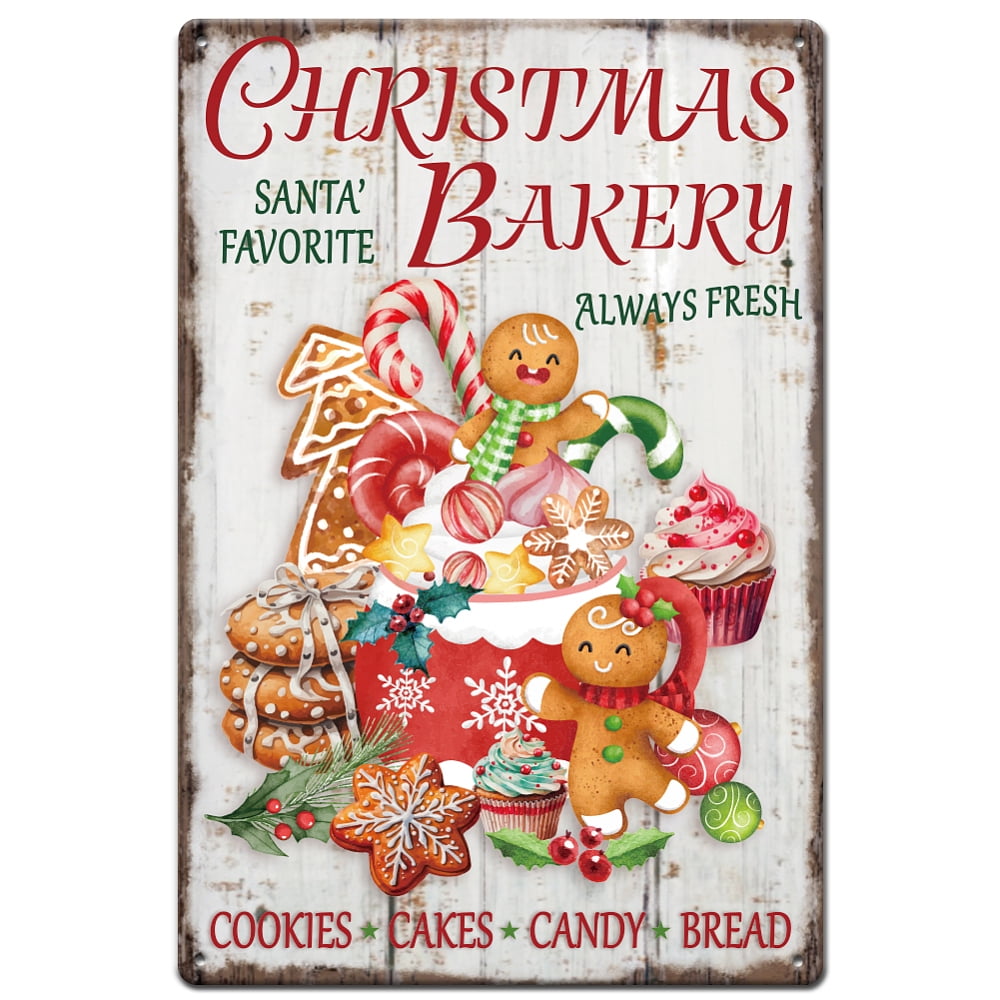 Gingerbread Baking Co Vintage Tin Sign - 12x16 Inch Metal Wall Decor For Kitchen, Cafe, Or Man Cave
