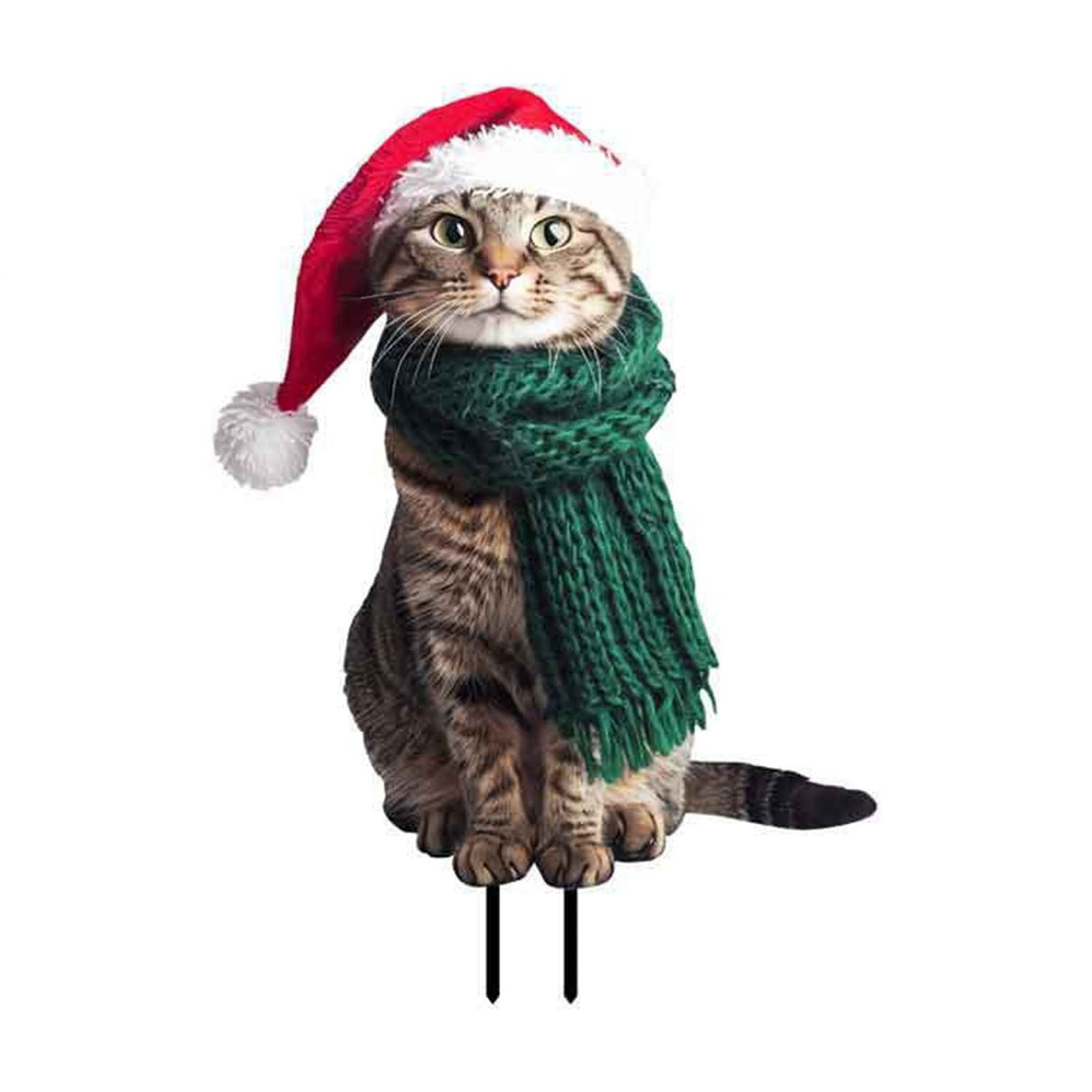 1pc Christmas Cat Garden Insert Art Decoration Christmas Cat Garden