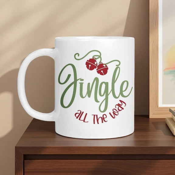 1pc Christmas Ceramic Mug Jingle Bells Design with Red Bells Heat Resistant Coffee Tea Cup 11oz 15oz Dishwasher Holiday Dog Lovers Christmas Decoratio