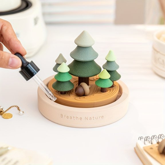 1pc Christmas Mini Forest Landscape Diffuser, Flameless Scented Essential Oil Ornament, for Home Bedroom Bathroom Car Yoga Decor, Birthday Gift for Women