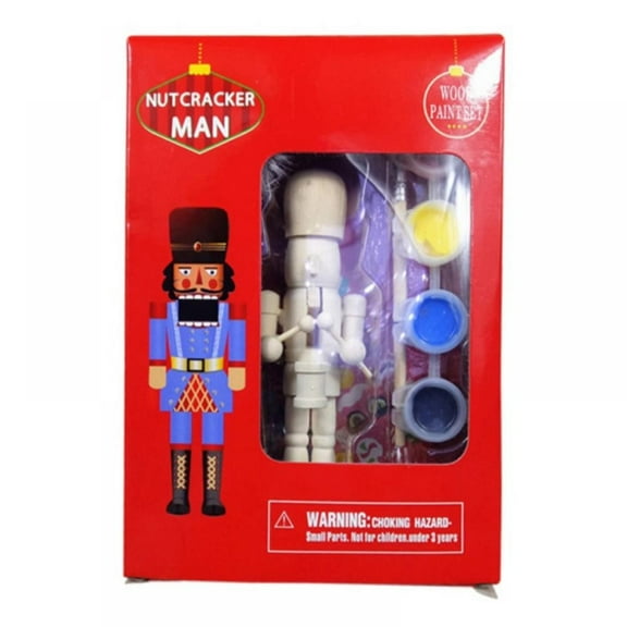 1pc Christmas Nutcracker Figure King Fun DIY Unpainted with Paint Kit Included Wood