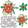 thumbnail image 1 of 1pc Christmas Overlay Poinsettia Cutting Dies for DIY Scrapbooking Metal Layered Poinsettia Flower Leaf Die Cuts Embossing Stencils Template for Paper Card Making Decoration Album, 1 of 7