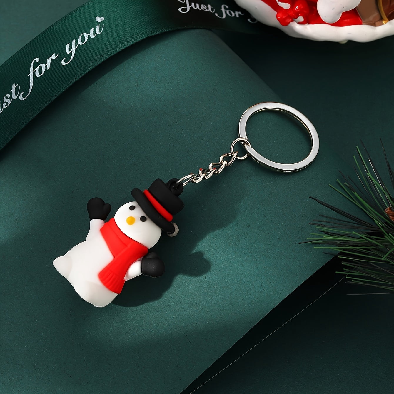 1pc Christmas PVC Keychain, Cartoon Santa Claus Snowman Design ...