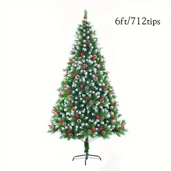 1pc, Christmas Party Decor: Colorful Tree With Pinecones & Red Berries